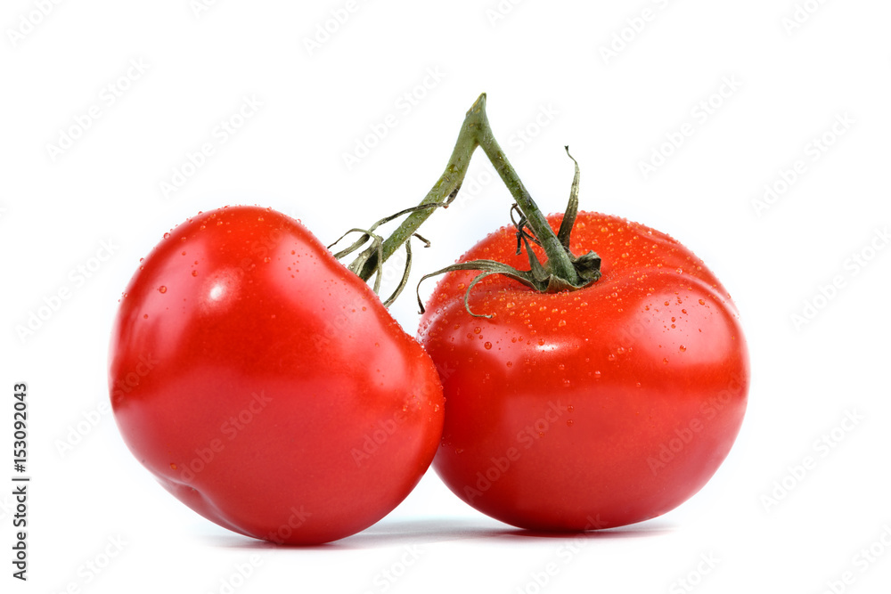 Red ripe tomatoes on a white background. Red ripe tomatoes on a white background.