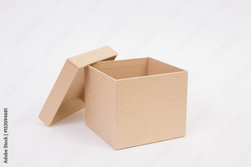 Brown paper box on white background