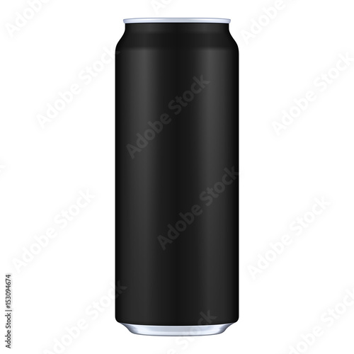 Black Metal Aluminum Beverage Drink Can 500ml. Mockup Template Ready For Your Design. Isolated On White Background. Product Packing. Vector EPS10 Product Packing Vector EPS10