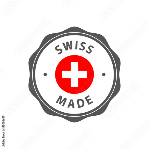 "Swiss made" badge with Swiss flag