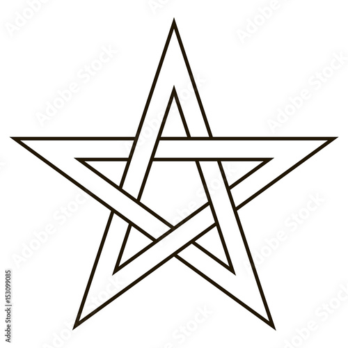 Pentagram five end star with weave sides, sector symbol dark forces