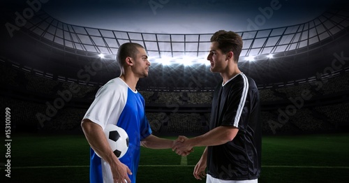 Quadro em tela Soccer players shaking hands before match