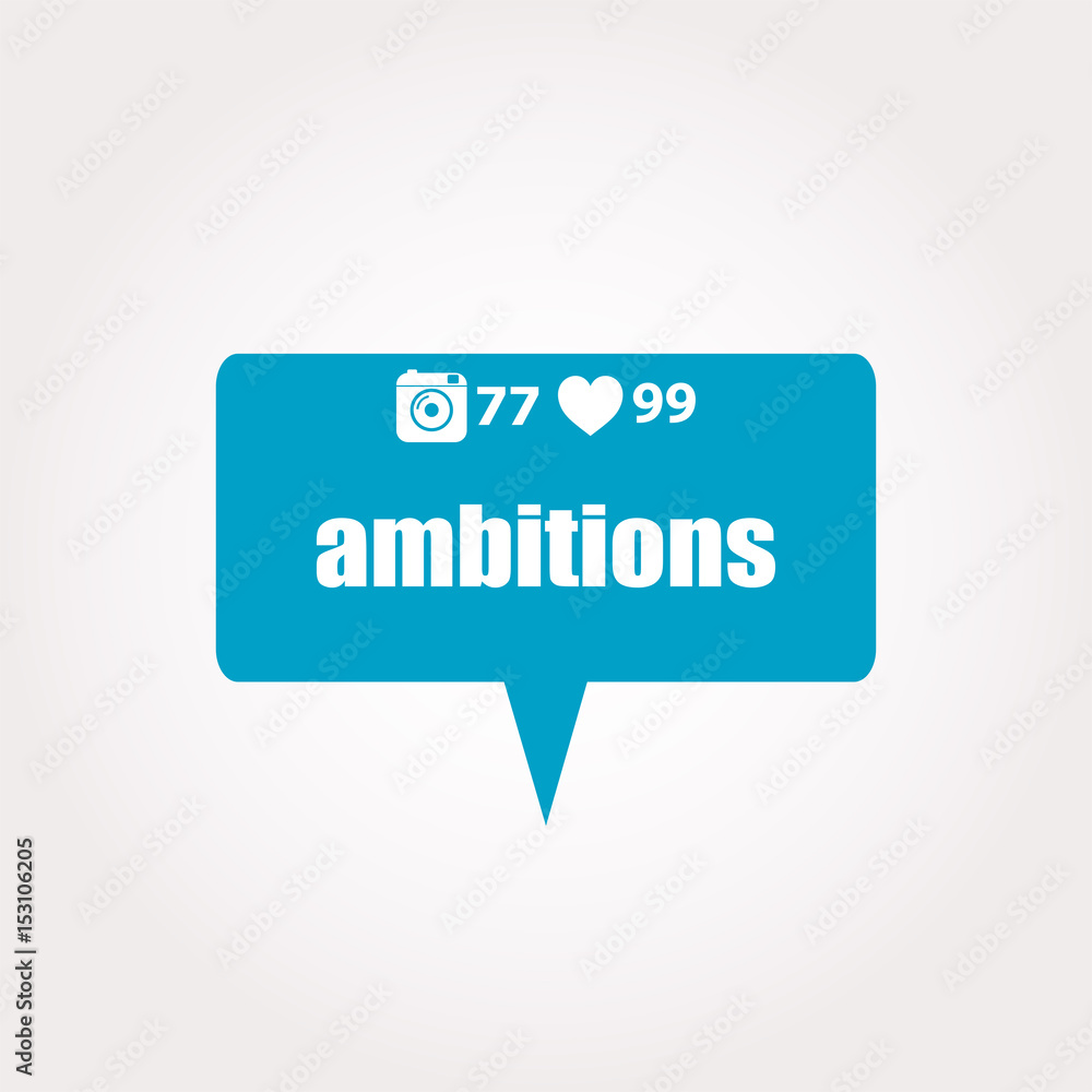Security concept. word ambitions . Labels with text, heart, camera and counters Security concept. word ambitions . Labels with text, heart, camera and counters