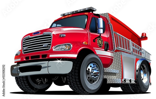 Vector Cartoon Fire Truck. Available EPS-10 vector format separated by groups and layers for easy edit