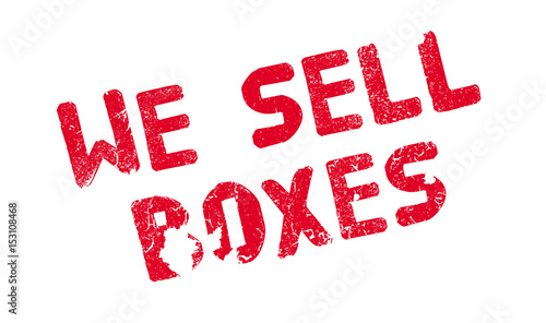 We Sell Boxes rubber stamp. Grunge design with dust scratches. Effects can be easily removed for a clean, crisp look. Color is easily changed.