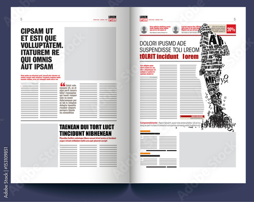 modern newspaper template, man silhouette made with letters