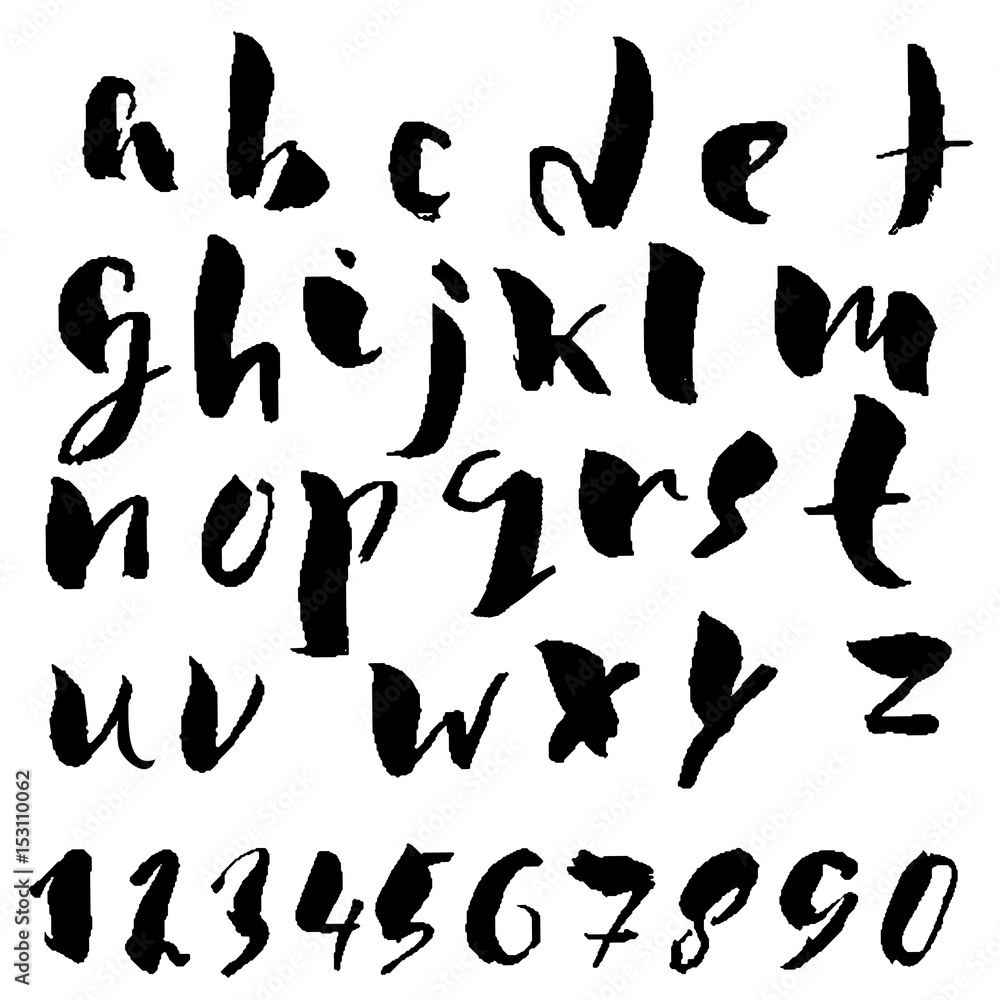 Hand drawn dry brush font. Modern brush lettering. Grunge style alphabet. Vector illustration. Hand drawn dry brush font. Modern brush lettering. Grunge style alphabet. Vector illustration.