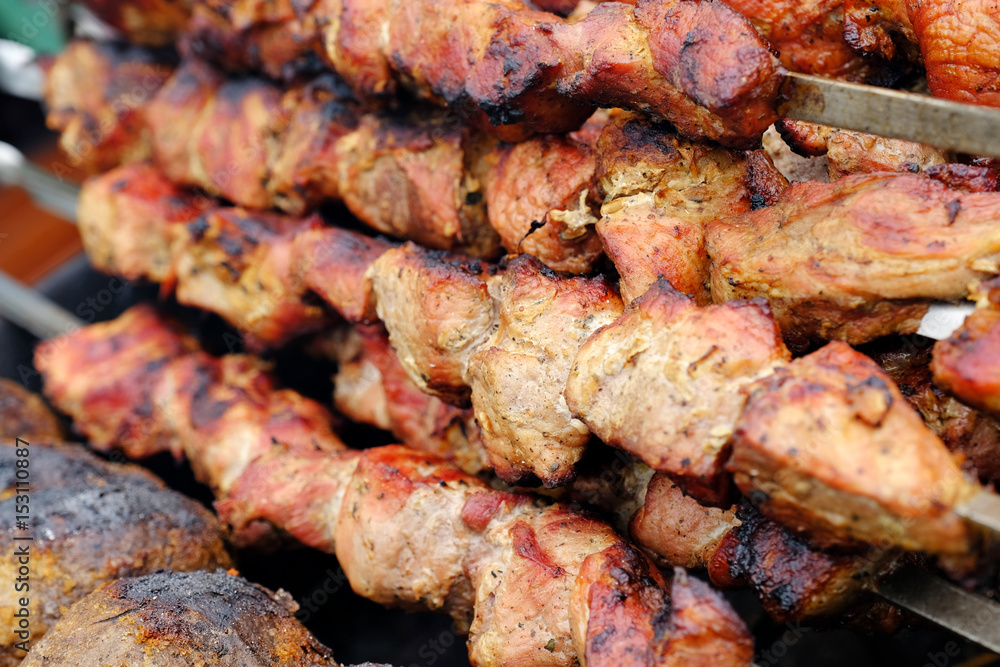 Grilled meat kebab