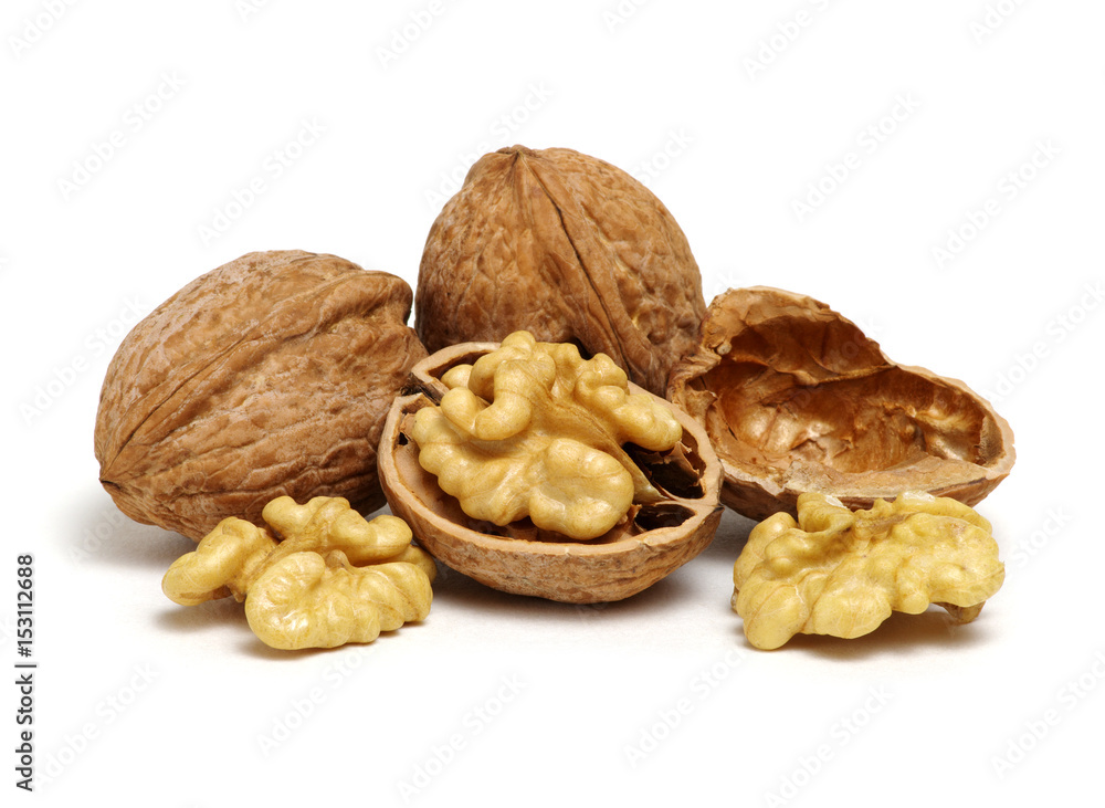 cracked walnut isolated on the white cracked walnut isolated on the white