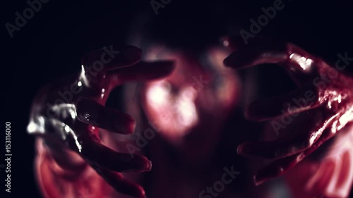 4K Horror Bloody Woman Camera Moving to Face