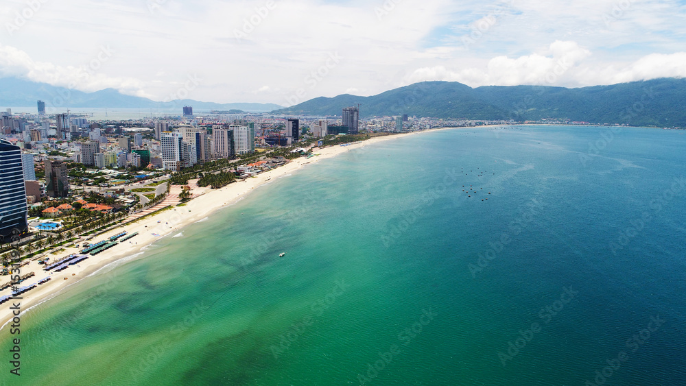 Vietnamese landscape, in the style of southern Asia, view from the sea from the top Vietnamese landscape, in the style of southern Asia, view from the sea from the top
