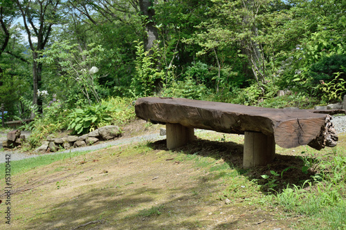 Handmade bench using natural wood.
