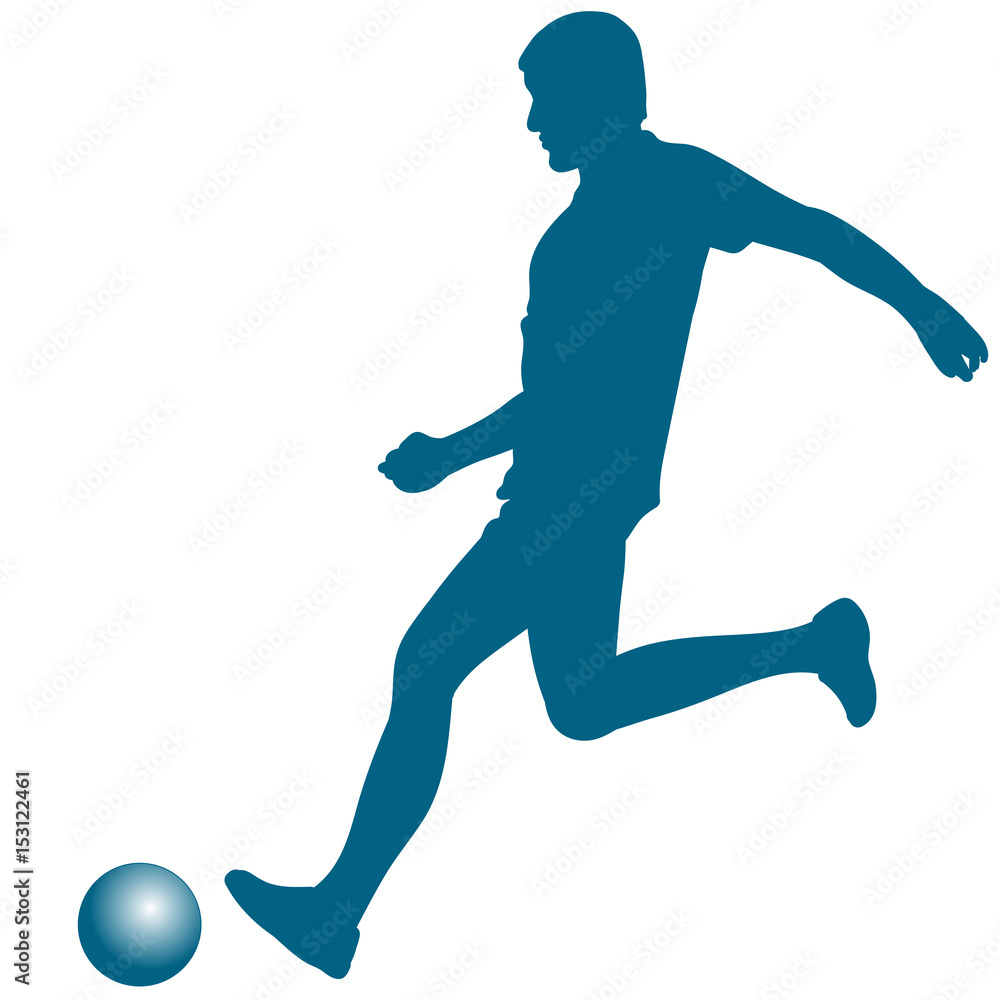 Silhouette of soccer player striking the ball Silhouette of soccer player striking the ball