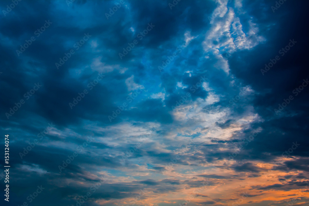 Sunset with partly cloudy sky. Dramatic sky Sunset with partly cloudy sky. Dramatic sky