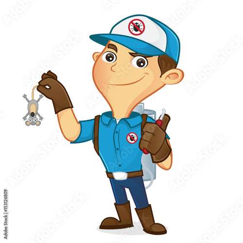 Exterminator killing rat