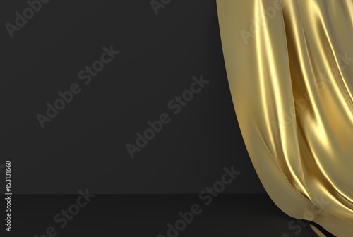 Golden drapery on a black background