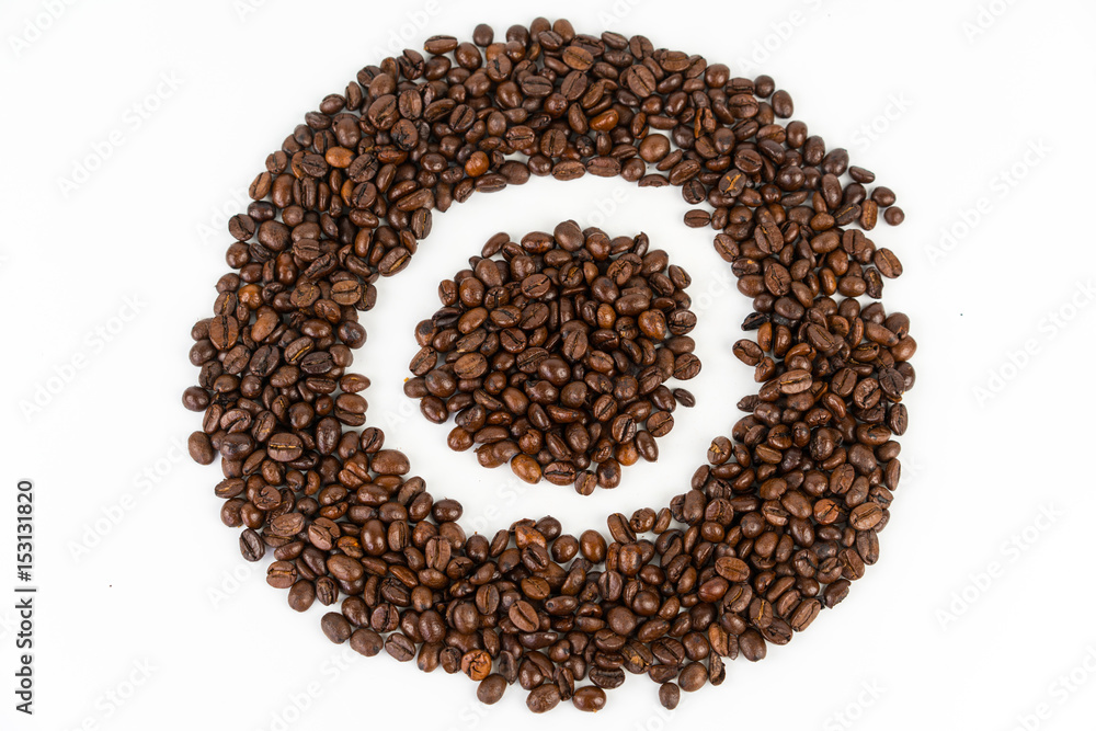 o letter of coffee bean in cycle shape on white background o letter of coffee bean in cycle shape on white background