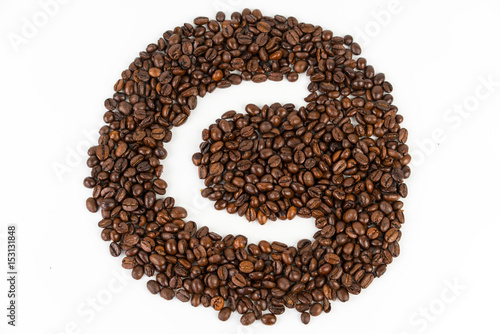 c letter of coffee bean in cycle shape on white background