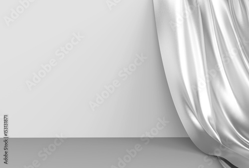 Silver drapery on a gray background