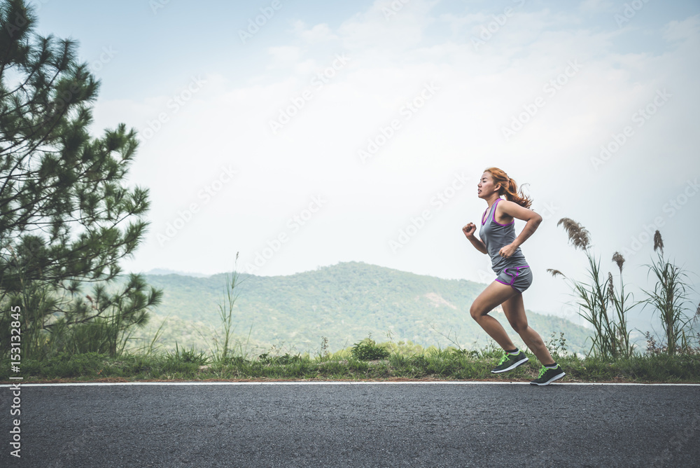 Women jogging On the nature trail in the park Women jogging On the nature trail in the park