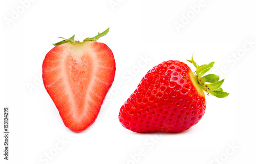 Fresh red strawberries isolated on a white background