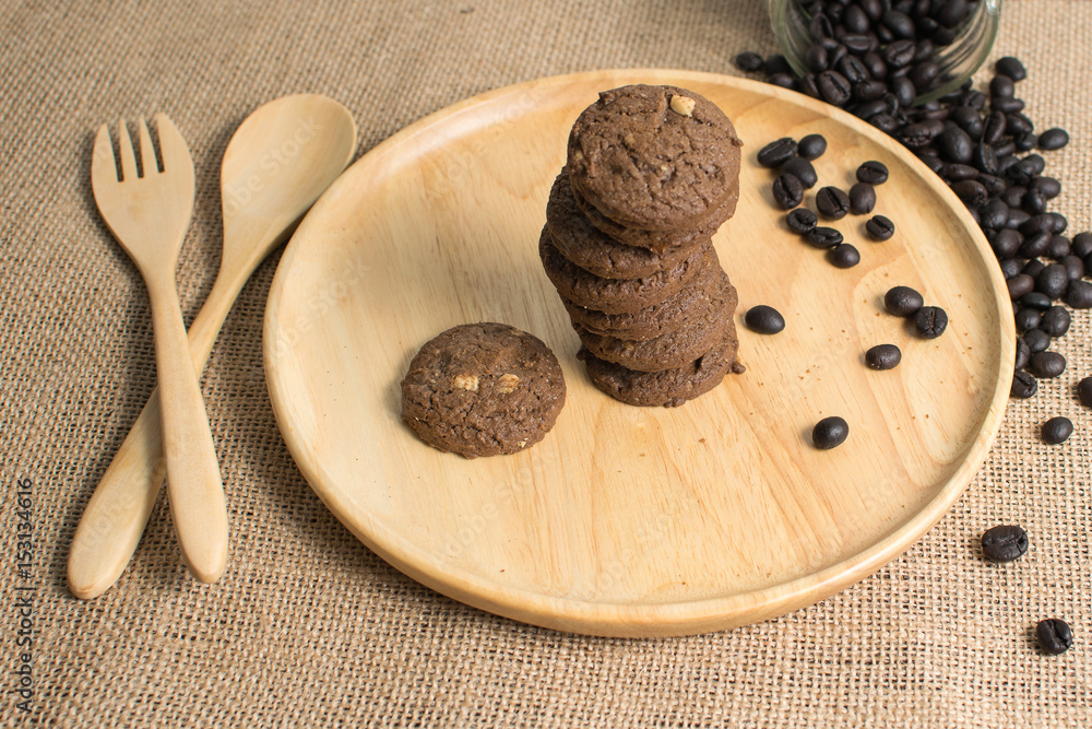 chocolate chip cookies on wood background chocolate chip cookies on wood background