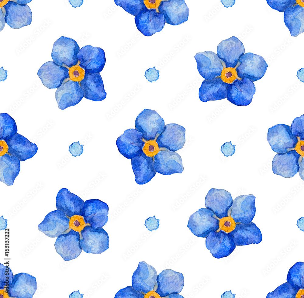 Blue me not and bindweed spring flowers in bouquet for wedding