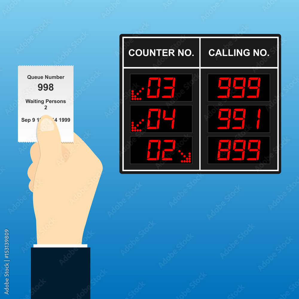 queue management system and holding ticket Stock Vector Adobe Stock