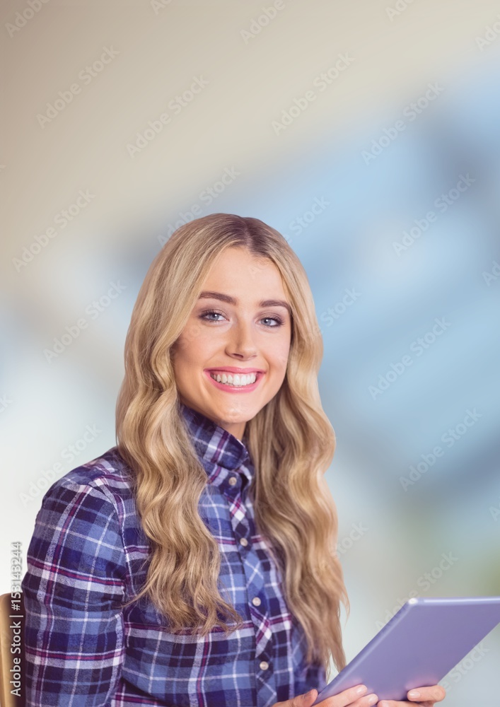 Female hipster holding digital tablet Female hipster holding digital tablet