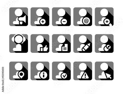 Vector icons of worker, office worker situation pictograms, supplies set