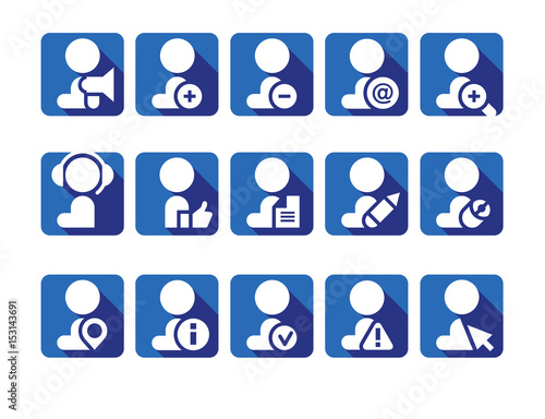 Vector icons of worker, office worker situation pictograms, supplies set