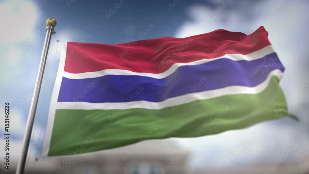 The Gambia Flag Waving Slow Motion 3D Rendering Blue Sky Background - Seamless Loop 4K The Gambia Flag Waving Slow Motion 3D Rendering Blue Sky Background - Seamless Loop 4K