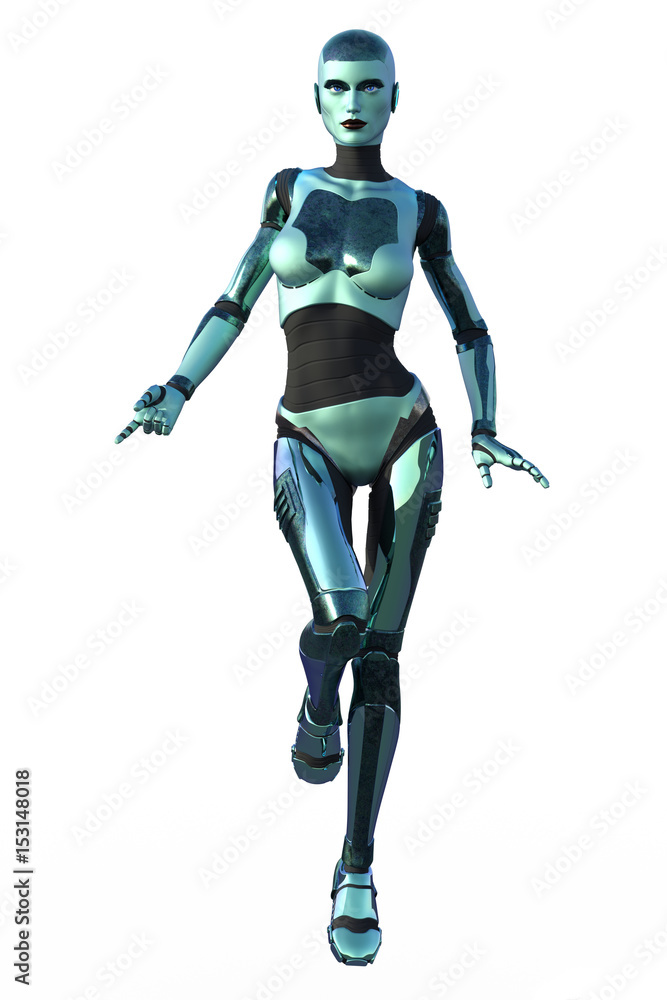 3d render of a metal female robot isolated 3d render of a metal female robot isolated