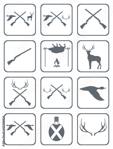 Set of Hunting club logo icon