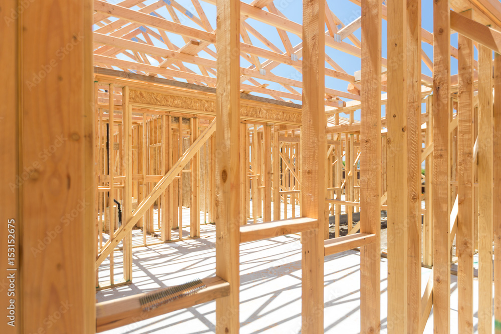Wood Home Framing Abstract At Construction Site. Wood Home Framing Abstract At Construction Site.