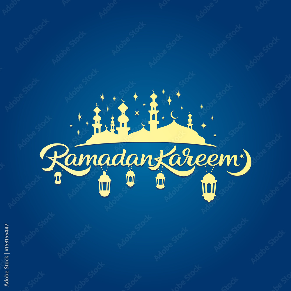 Ramadan Kareem. Vector calligraphy. Beautiful Islamic Holy Month greeting card.