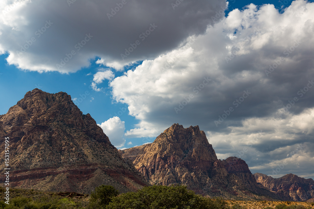 Barren Mountains and Clouds in Mojave Desert Barren Mountains and Clouds in Mojave Desert