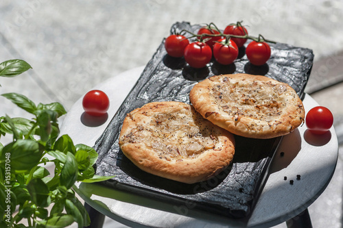 Traditional Lublin voivodeship bread with onion and poppy seed in Poland known as cebularz