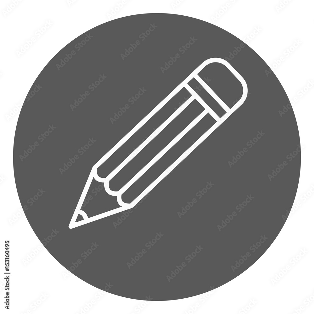 Outline pencil icon, white linear pencil on black background Outline pencil icon, white linear pencil on black background