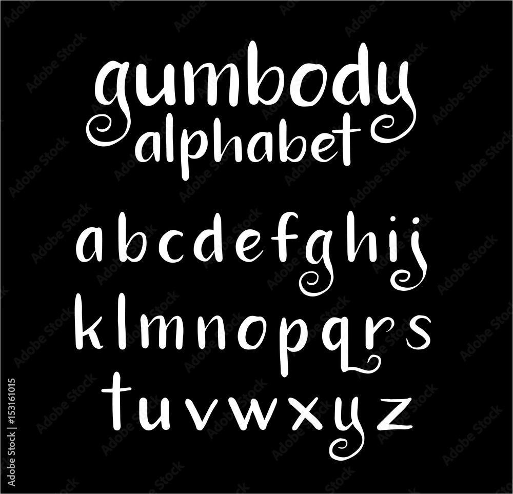 Gumbody vector alphabet lowercase characters. Good use for logotype, cover title, poster title, letterhead, body text, or any design you want. Easy to use, edit or change color. 