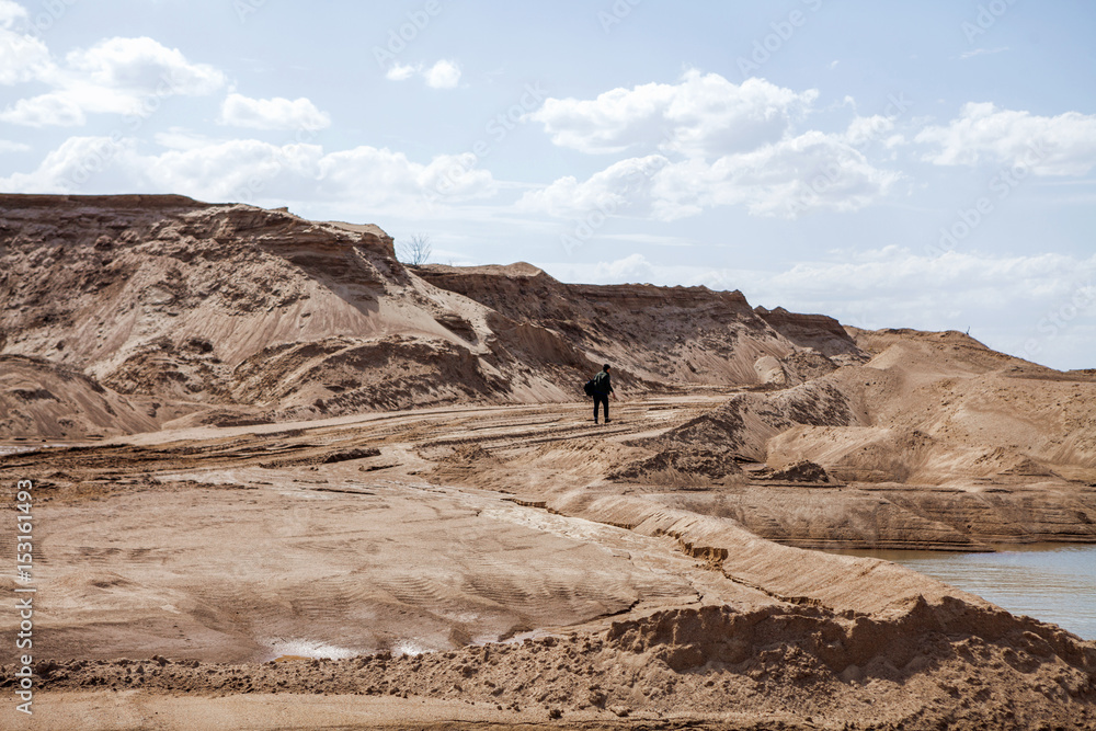 Fototapeta premium sand quarry with lake.