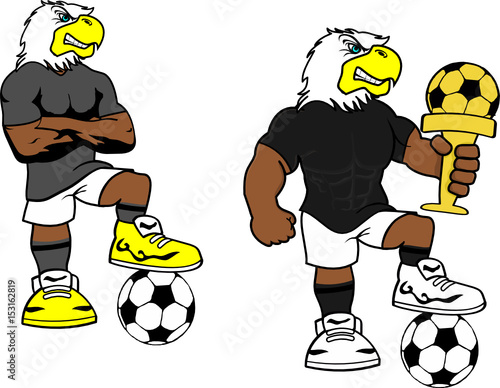 soccer futbol strong eagle cartoon set in vector format very easy to edit
