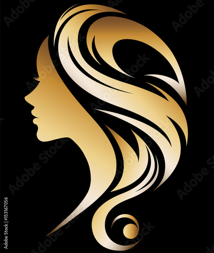 illustration vector of women silhouette icon on black background