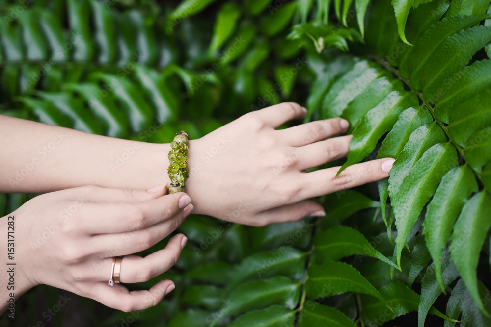 Premium Photo | Beautiful bracelet on a woman's hand.