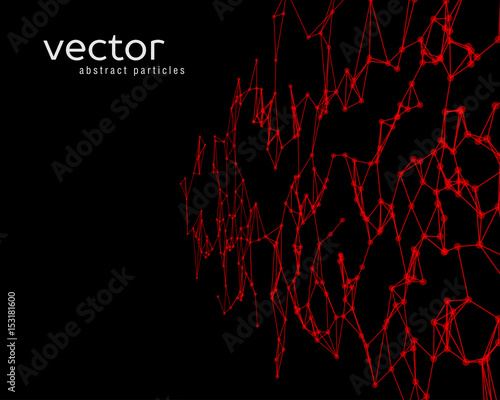 Vector background with red abstract particles.