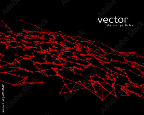 Vector background with red abstract particles.