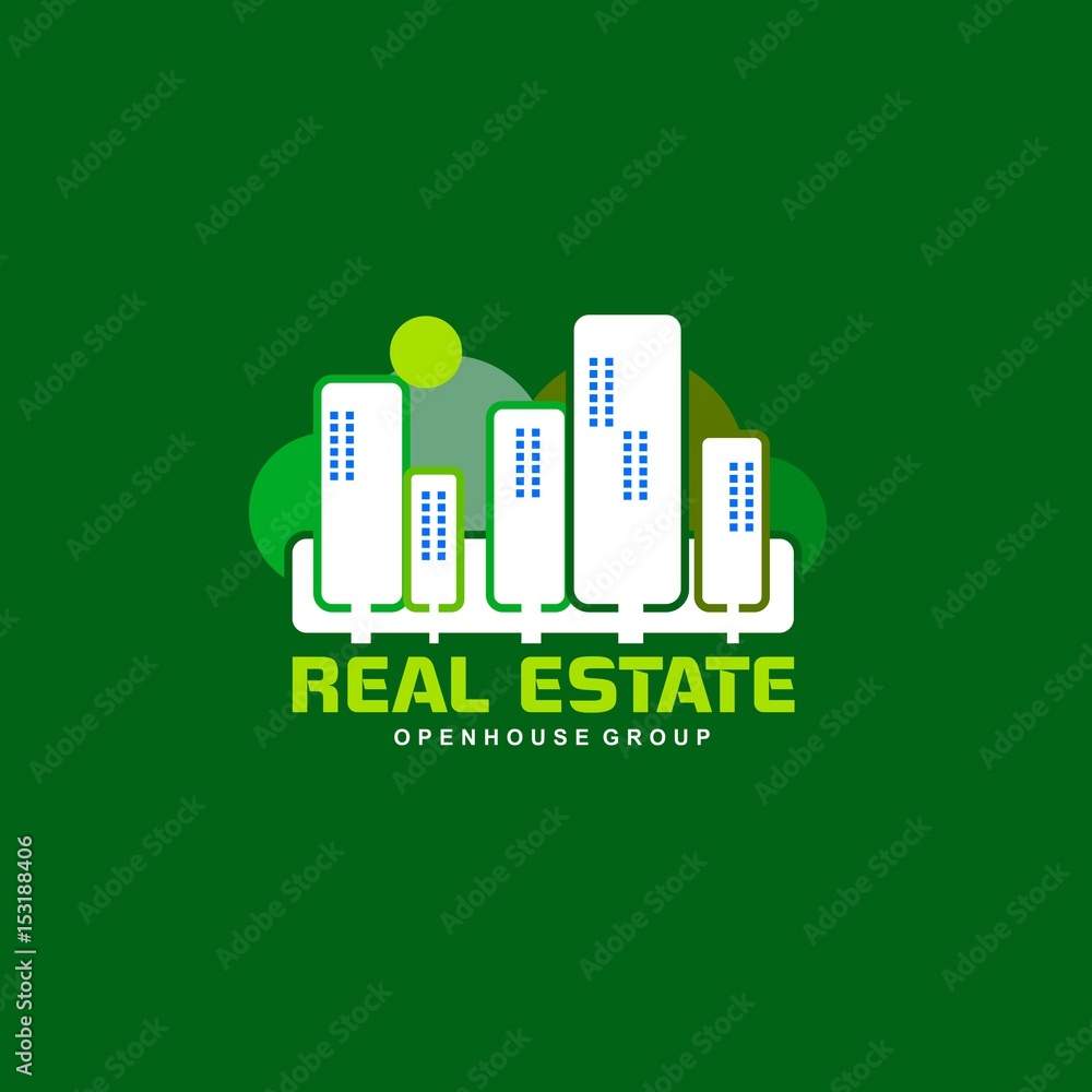 Real Estate logo design template. Corporate branding identity. Eco and green logo