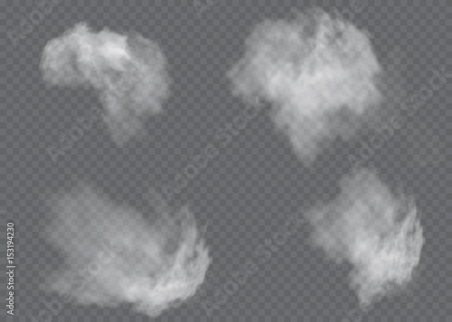 Fog or smoke isolated transparent special effect. White vector cloudiness, mist or smog background. Vector illustration