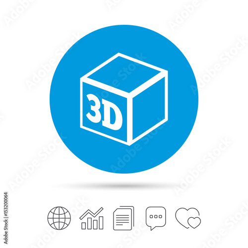 3D Print sign icon. 3d cube Printing symbol.