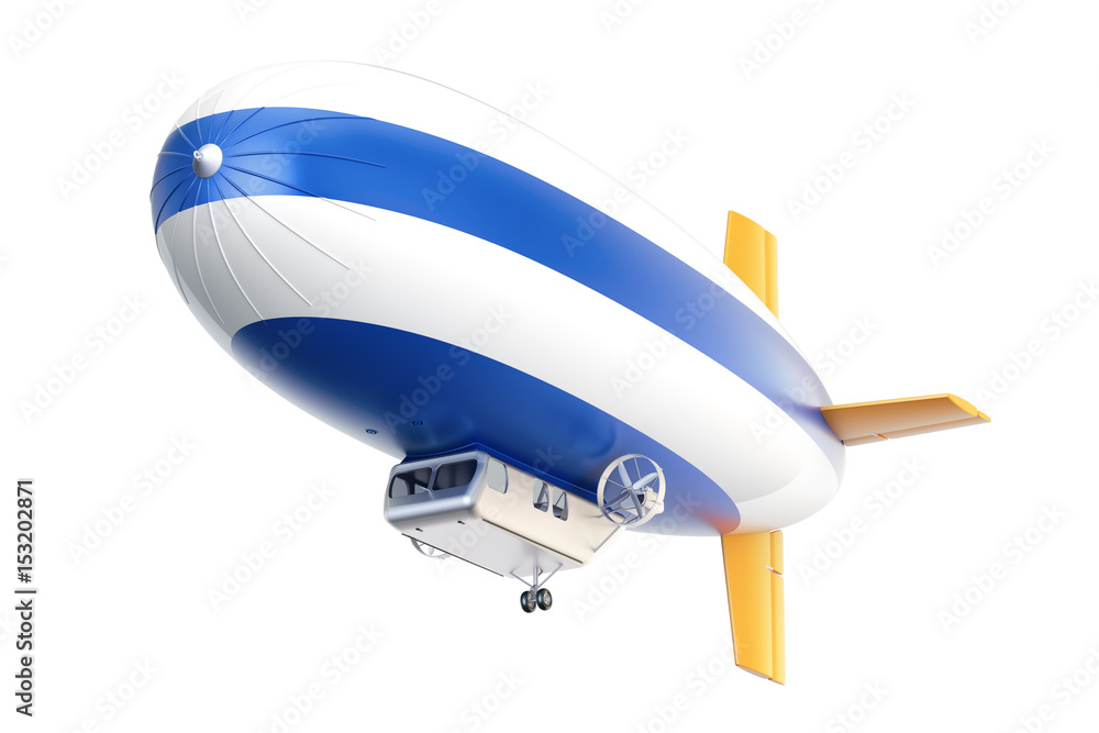 Naklejka premium Airship or dirigible balloon, 3D rendering